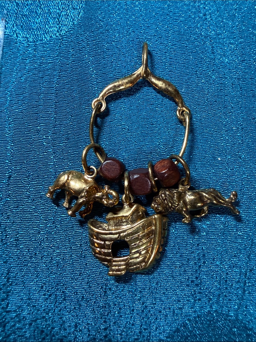 Sterling silver Gold-Tone Ark and Animals Charm Pendant Necklace - Women Jewelry